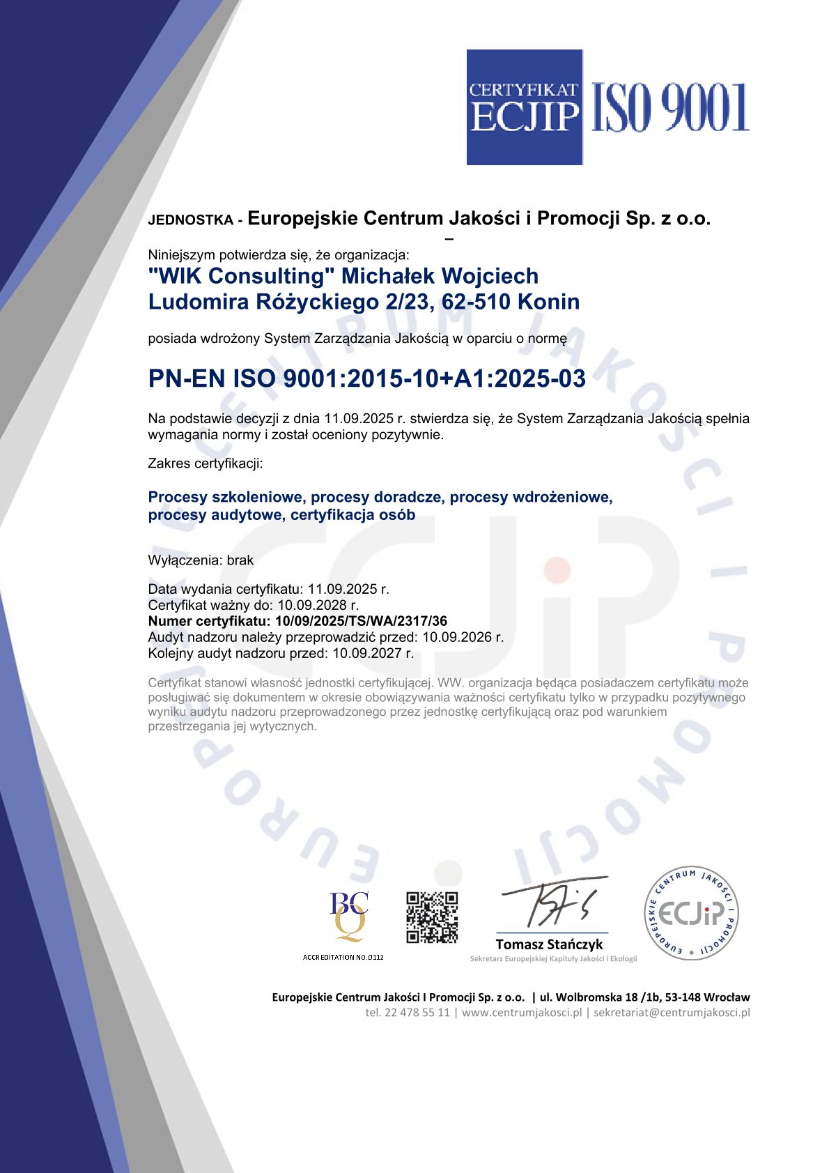 WIK Consulting ISO 9001